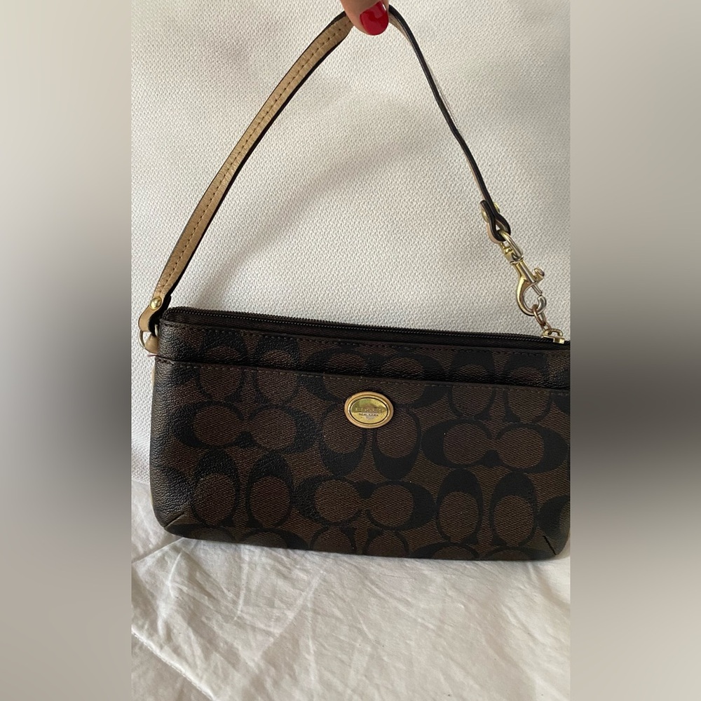 Coach Black and Brown Signature wrist bag